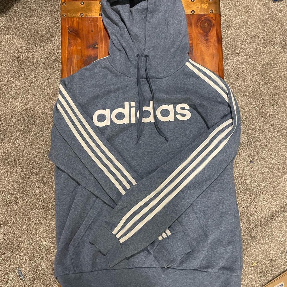 Adidas Blue Sweatshirt with Iconic Stripes
